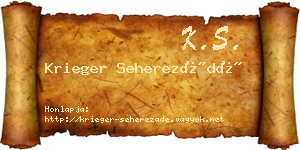 Krieger Seherezádé névjegykártya